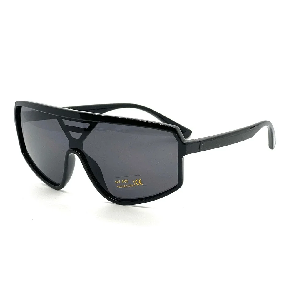 Sunglasses Black Lens Wrap Around Shades Single Fishing Driving Lentes Gafas New